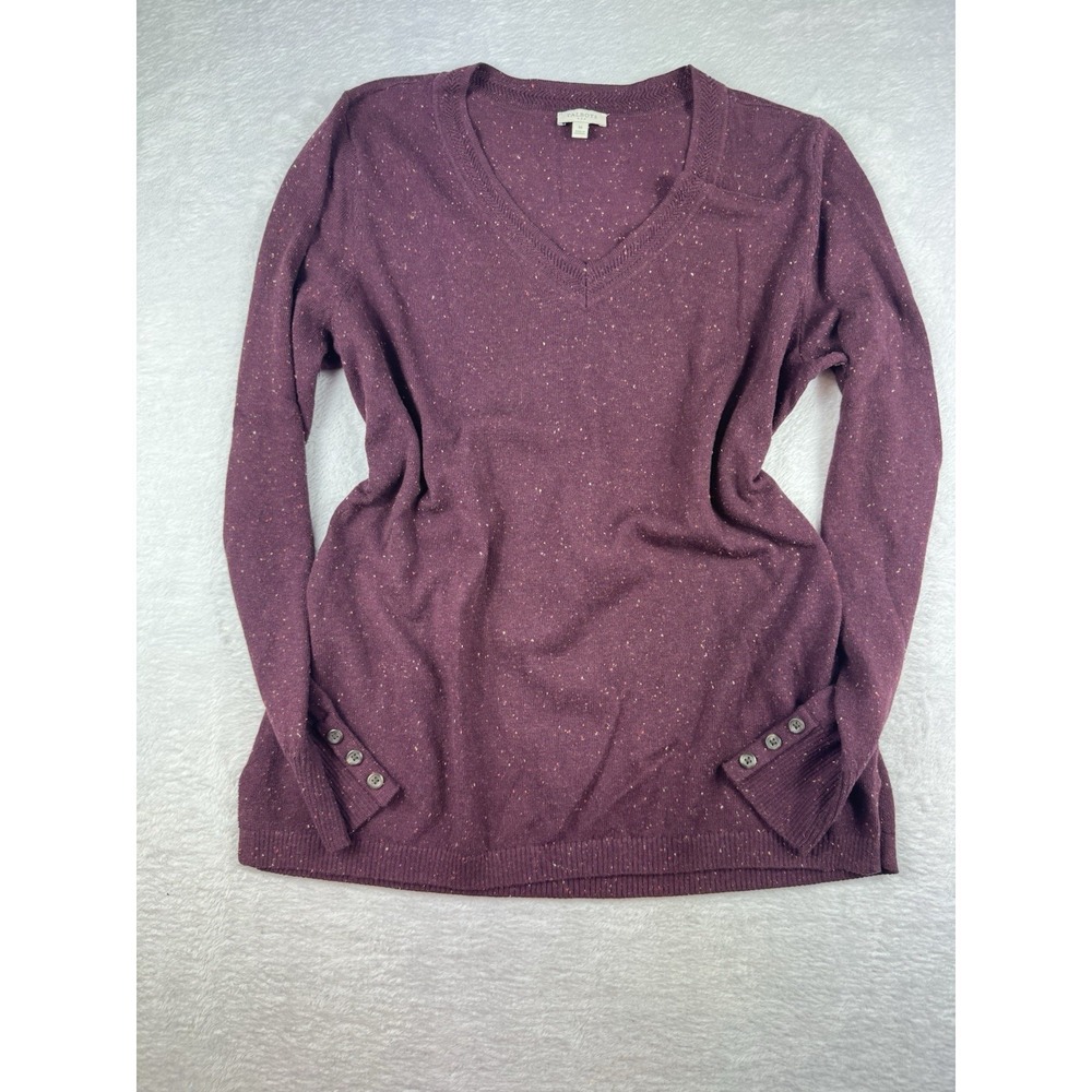J. Jill Womens Sweater Size‎ Medium Burgundy Speckled Cozy Preppy Classic Casual